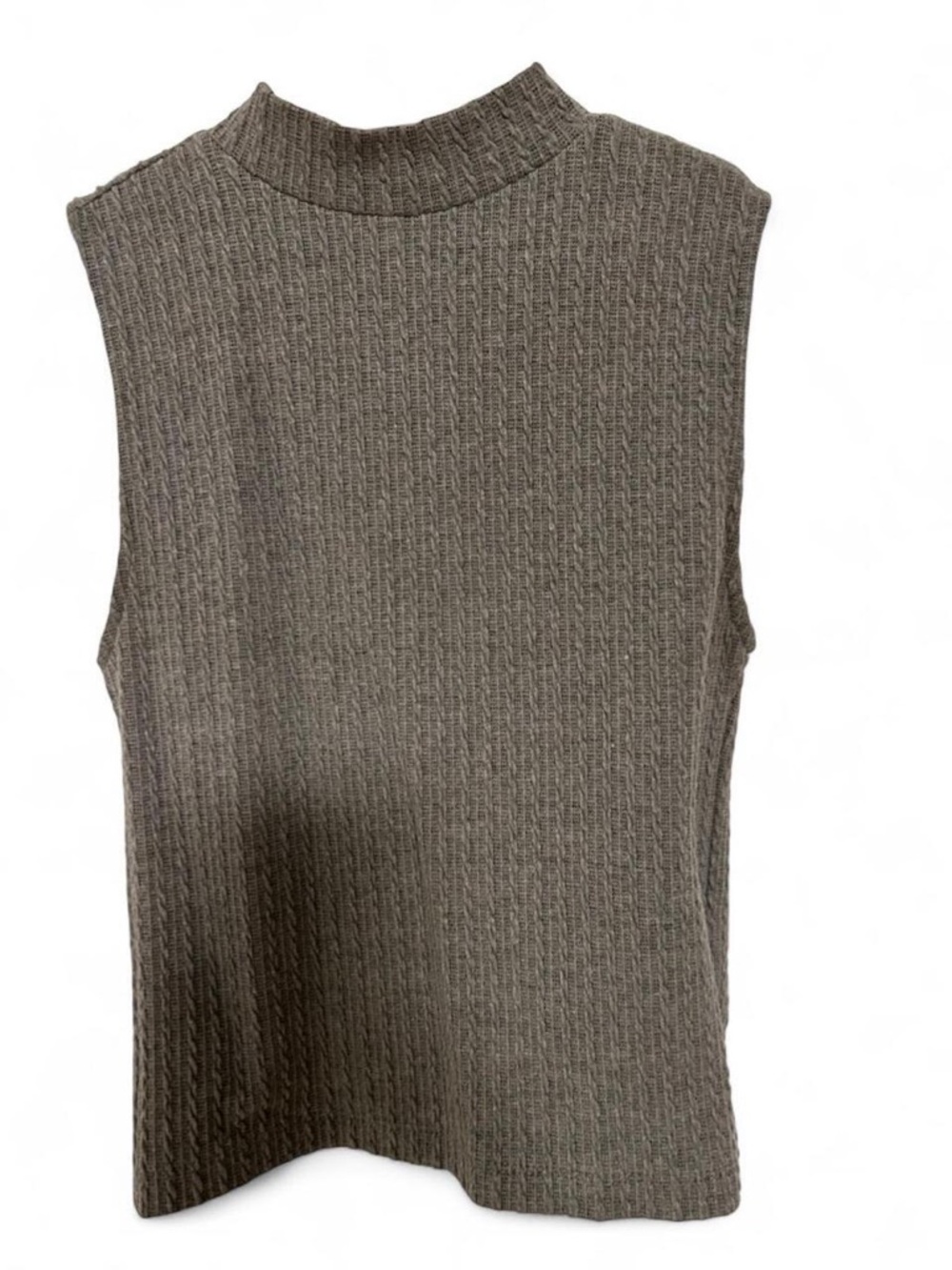Forever 21 Gray Ribbed Sleeveless Mock Neck Top